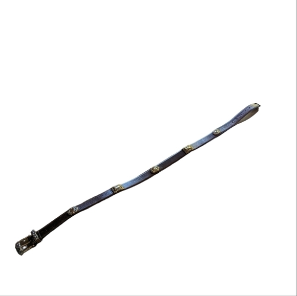 😄 Fossil brown genuine leather belt with silver hardware and design sz L - Picture 3 of 10